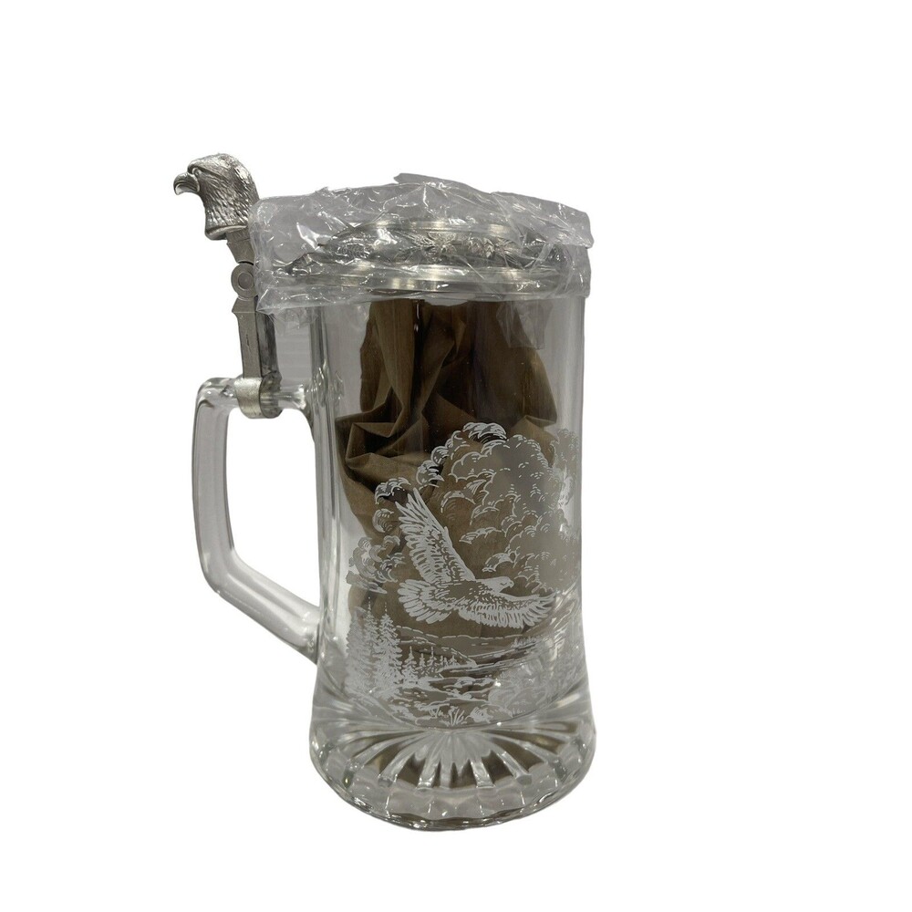 Avon Gift Collection American Eagle Tankard Clear Glass Stein New Without Box